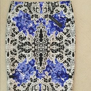 NWT Elie Tahari cotton printed pencil skirt
